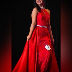 Custom Jonathan Kayne dress! Overskirt is removable. Size 10 altered to size 6